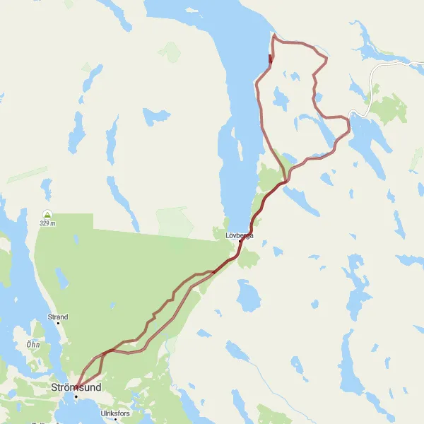 Map miniature of "Strömsund Gravel Adventure" cycling inspiration in Mellersta Norrland, Sweden. Generated by Tarmacs.app cycling route planner