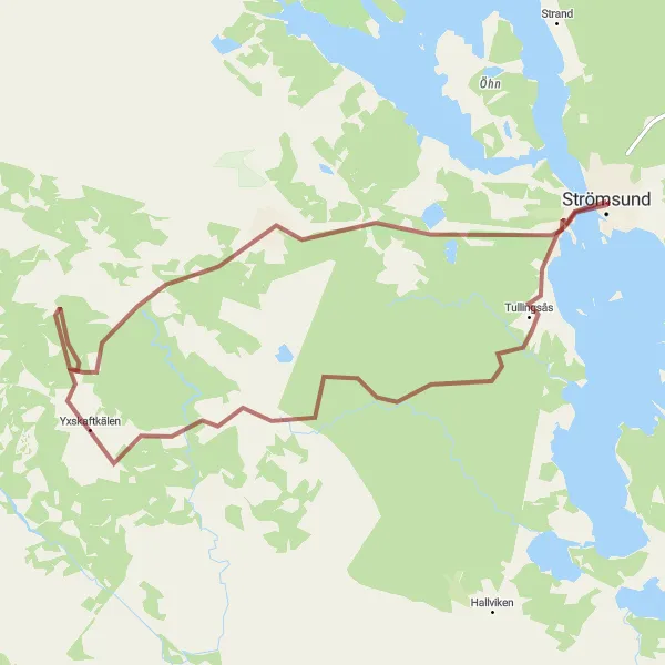 Map miniature of "Nature's Retreat" cycling inspiration in Mellersta Norrland, Sweden. Generated by Tarmacs.app cycling route planner