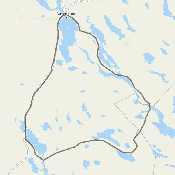 Map miniature of "Road to Granberget" cycling inspiration in Mellersta Norrland, Sweden. Generated by Tarmacs.app cycling route planner