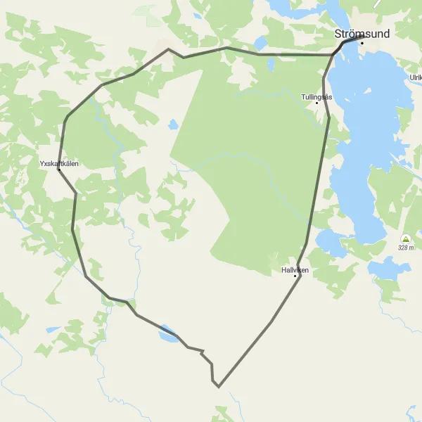 Kartminiatyr av "Upptäck cykelvägar i Mellersta Norrland" cykelinspiration i Mellersta Norrland, Sweden. Genererad av Tarmacs.app cykelruttplanerare