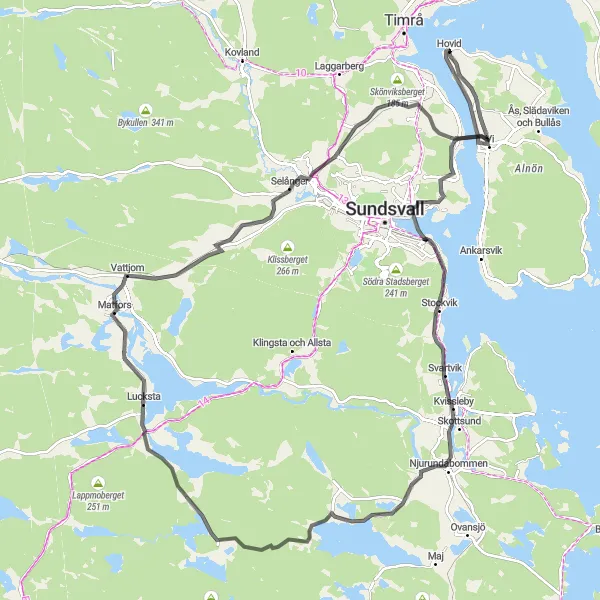 Map miniature of "Nolbykullen and Tunadal Adventure" cycling inspiration in Mellersta Norrland, Sweden. Generated by Tarmacs.app cycling route planner