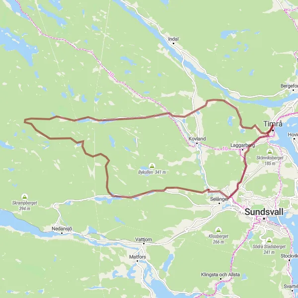 Map miniature of "Thrilling Gravel Cycling Route with Spectacular Views" cycling inspiration in Mellersta Norrland, Sweden. Generated by Tarmacs.app cycling route planner