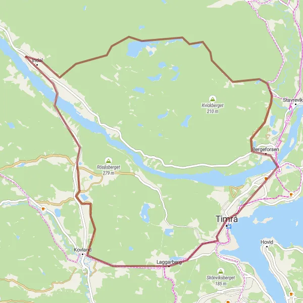 Map miniature of "Gravel Adventure: Kovland to Sörberge" cycling inspiration in Mellersta Norrland, Sweden. Generated by Tarmacs.app cycling route planner
