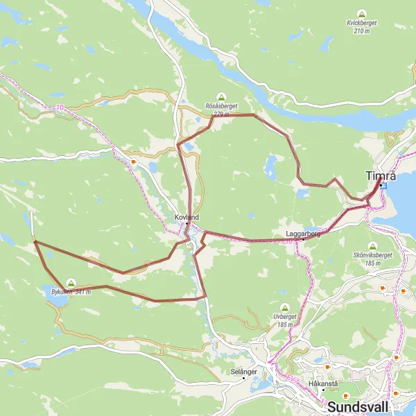 Map miniature of "Exploring Nature: Bykullen to Fröland" cycling inspiration in Mellersta Norrland, Sweden. Generated by Tarmacs.app cycling route planner