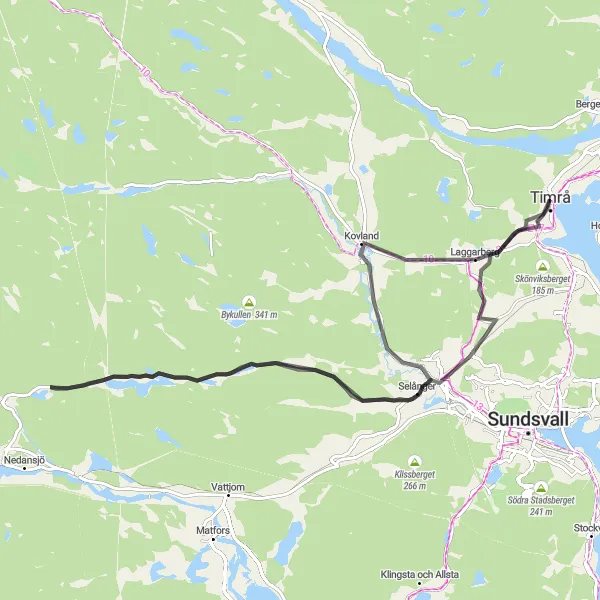 Map miniature of "Scenic Road Cycling Route with Serene Surroundings" cycling inspiration in Mellersta Norrland, Sweden. Generated by Tarmacs.app cycling route planner