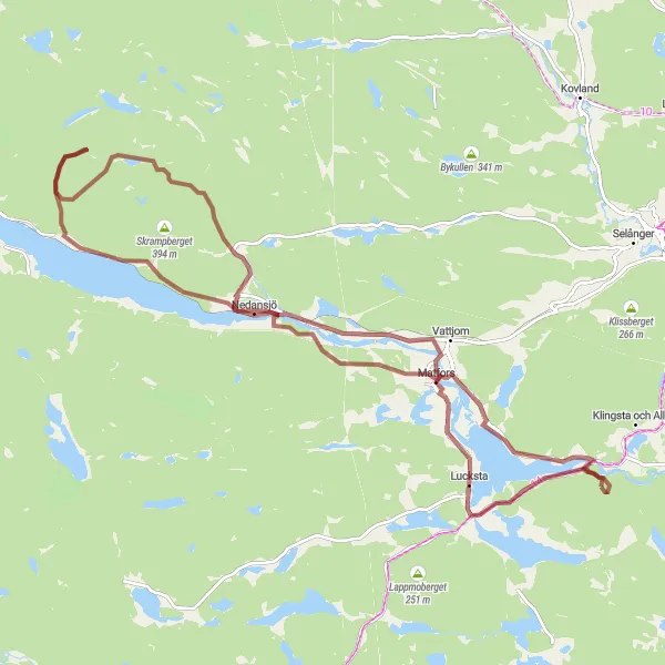 Kartminiatyr av "Storslagen natur kring Marmen" cykelinspiration i Mellersta Norrland, Sweden. Genererad av Tarmacs.app cykelruttplanerare