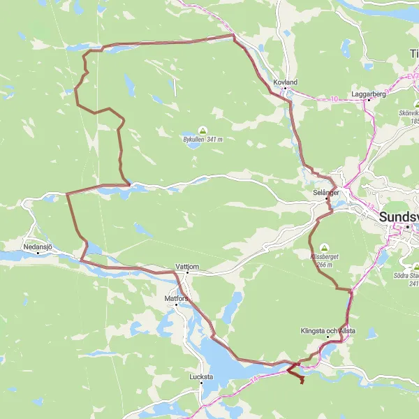 Kartminiatyr av "Äventyrlig grusväg till Klingsta" cykelinspiration i Mellersta Norrland, Sweden. Genererad av Tarmacs.app cykelruttplanerare