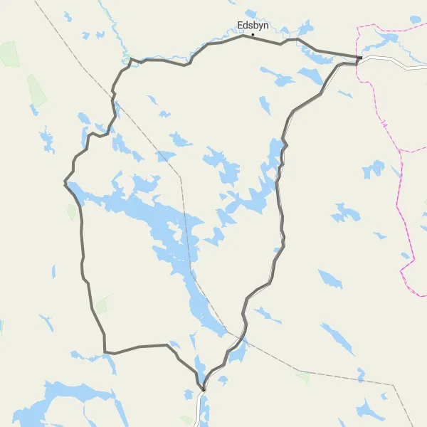 Map miniature of "Alfta to Bingsjö Circuit" cycling inspiration in Norra Mellansverige, Sweden. Generated by Tarmacs.app cycling route planner