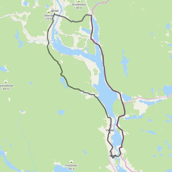 Map miniature of "Scenic Road Cycling around Vallsta and Stenegård" cycling inspiration in Norra Mellansverige, Sweden. Generated by Tarmacs.app cycling route planner