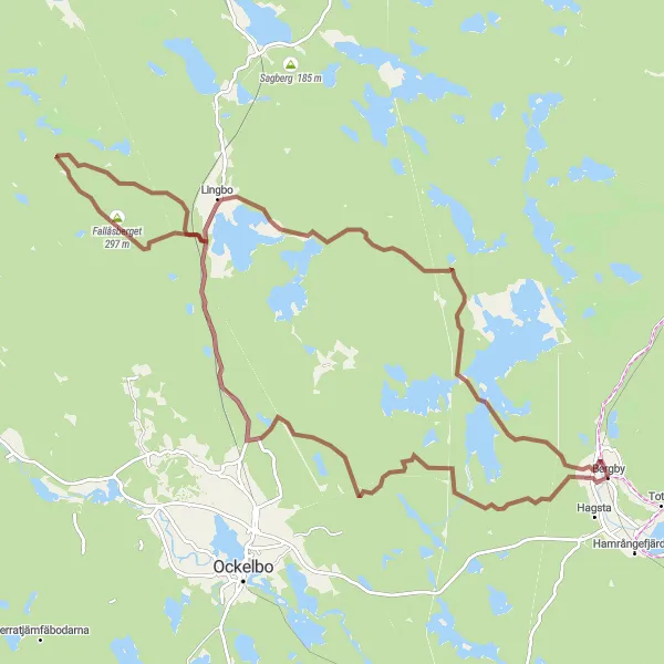 Kartminiatyr av "Utmanande terräng runt Lingbo" cykelinspiration i Norra Mellansverige, Sweden. Genererad av Tarmacs.app cykelruttplanerare