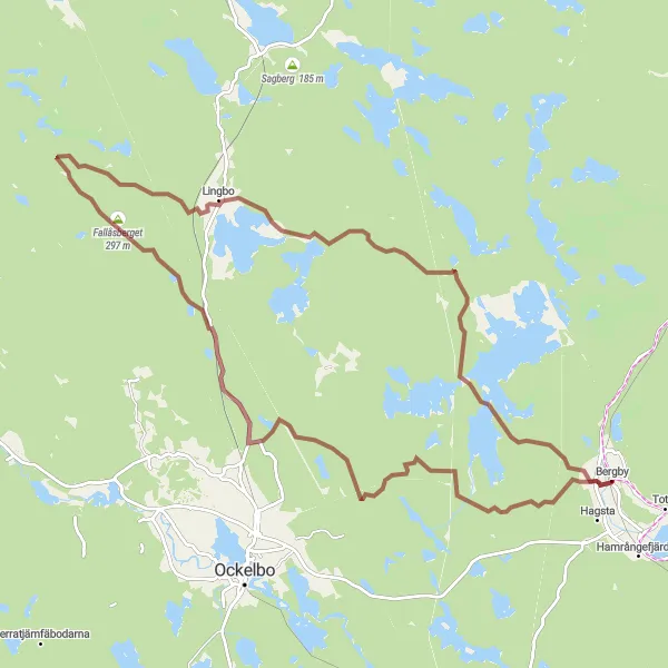 Map miniature of "Fallåsberget Loop" cycling inspiration in Norra Mellansverige, Sweden. Generated by Tarmacs.app cycling route planner