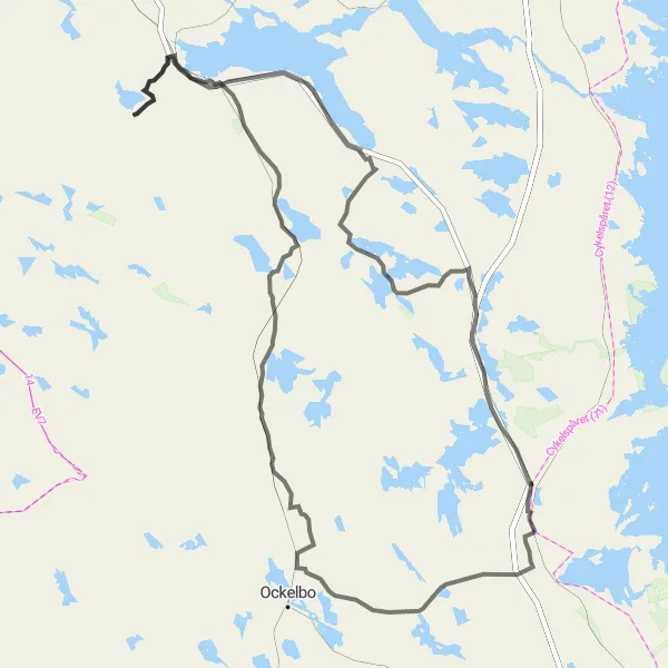 Map miniature of "Lake Dalarna Circuit" cycling inspiration in Norra Mellansverige, Sweden. Generated by Tarmacs.app cycling route planner