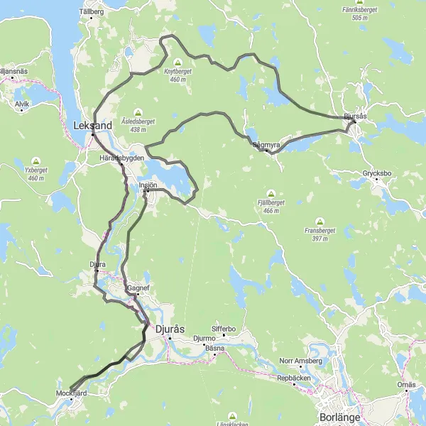 Map miniature of "Gagnef Loop" cycling inspiration in Norra Mellansverige, Sweden. Generated by Tarmacs.app cycling route planner