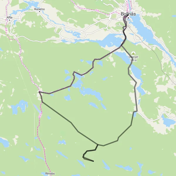 Map miniature of "Annefors Adventure" cycling inspiration in Norra Mellansverige, Sweden. Generated by Tarmacs.app cycling route planner