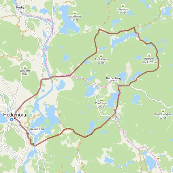 Map miniature of "Gravel Hjem" cycling inspiration in Norra Mellansverige, Sweden. Generated by Tarmacs.app cycling route planner