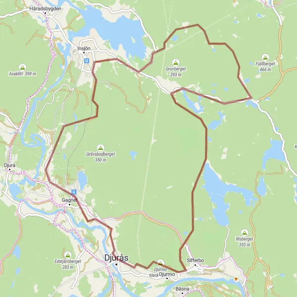 Map miniature of "The Gagnef Gravel Ride" cycling inspiration in Norra Mellansverige, Sweden. Generated by Tarmacs.app cycling route planner