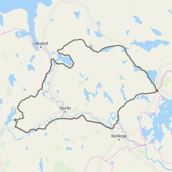 Map miniature of "Ultimate Falun Adventure" cycling inspiration in Norra Mellansverige, Sweden. Generated by Tarmacs.app cycling route planner