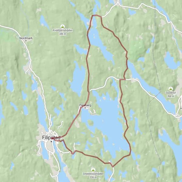 Map miniature of "Orrbergen Abborrberget Gravel Loop" cycling inspiration in Norra Mellansverige, Sweden. Generated by Tarmacs.app cycling route planner