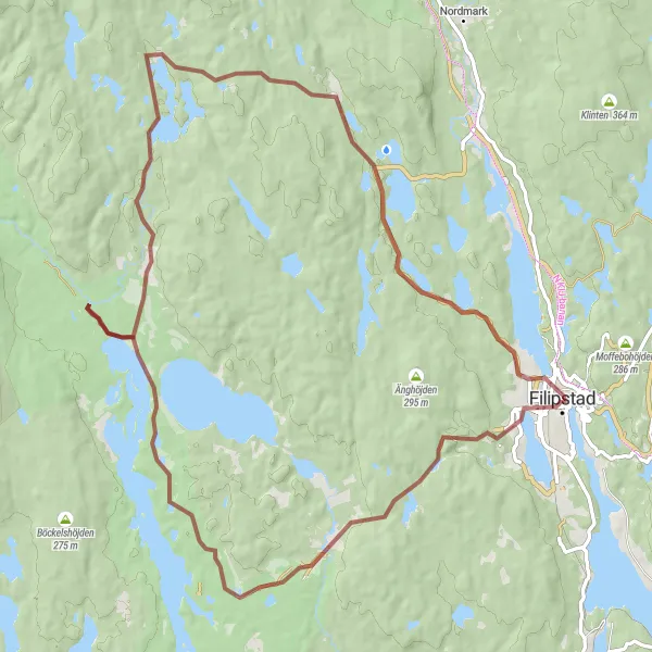 Map miniature of "Lungälven Gravel Ride" cycling inspiration in Norra Mellansverige, Sweden. Generated by Tarmacs.app cycling route planner