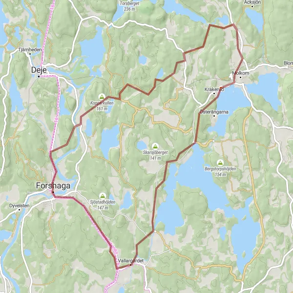 Map miniature of "Gravel Adventure: Forshaga to Molkom" cycling inspiration in Norra Mellansverige, Sweden. Generated by Tarmacs.app cycling route planner