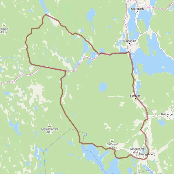 Map miniature of "Discover Abborrbacksberget Gravel Challenge" cycling inspiration in Norra Mellansverige, Sweden. Generated by Tarmacs.app cycling route planner