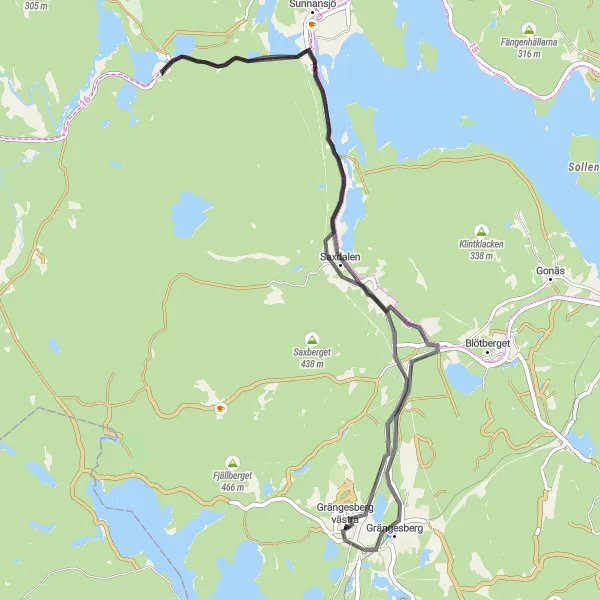 Map miniature of "Norhyttan Loop" cycling inspiration in Norra Mellansverige, Sweden. Generated by Tarmacs.app cycling route planner