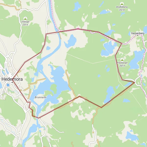 Map miniature of "Picturesque Gravel Route to Olshyttan" cycling inspiration in Norra Mellansverige, Sweden. Generated by Tarmacs.app cycling route planner