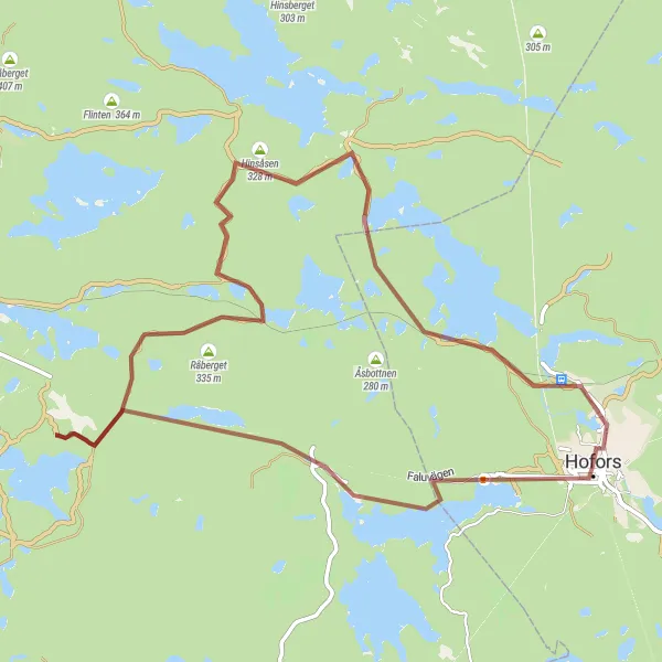 Map miniature of "Hofors-Korsån Gravel Adventure" cycling inspiration in Norra Mellansverige, Sweden. Generated by Tarmacs.app cycling route planner