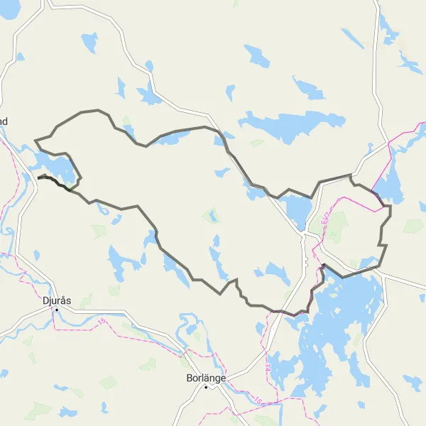 Map miniature of "Insjön to Helgbo Road Cycling Route" cycling inspiration in Norra Mellansverige, Sweden. Generated by Tarmacs.app cycling route planner