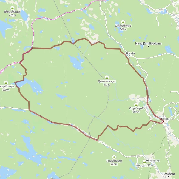 Kartminiatyr av "Grusväg mot Ågs bruk och Ryssjöklack" cykelinspiration i Norra Mellansverige, Sweden. Genererad av Tarmacs.app cykelruttplanerare