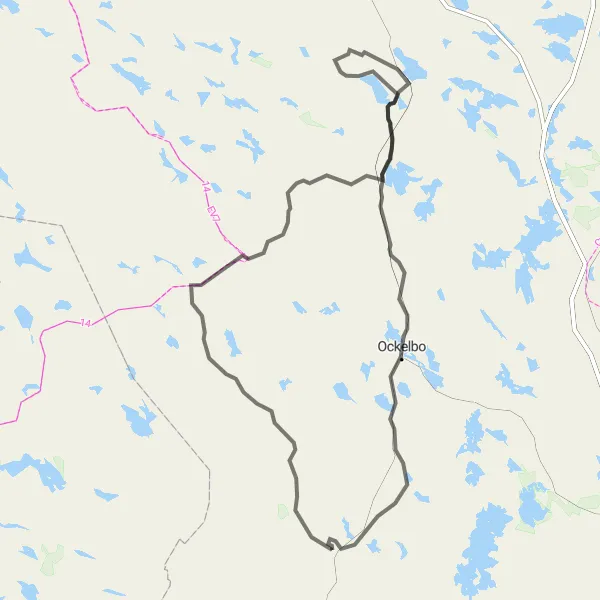 Map miniature of "Scenic Road Cycling in Norra Mellansverige" cycling inspiration in Norra Mellansverige, Sweden. Generated by Tarmacs.app cycling route planner