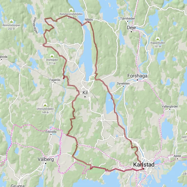 Map miniature of "Scenic Lake Views and Towering Hills" cycling inspiration in Norra Mellansverige, Sweden. Generated by Tarmacs.app cycling route planner