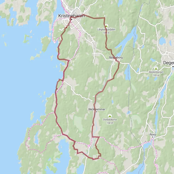 Map miniature of "Värmland Gravel Escape" cycling inspiration in Norra Mellansverige, Sweden. Generated by Tarmacs.app cycling route planner