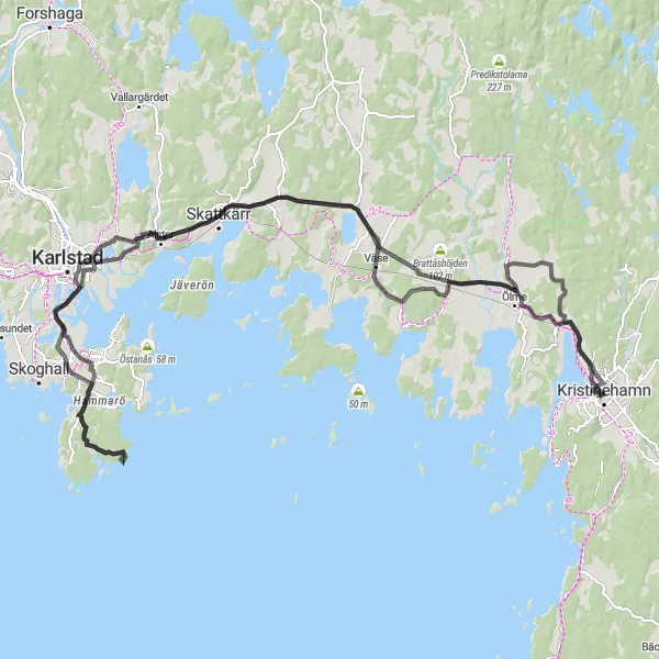 Map miniature of "Exploring Ölme and Skattkärr" cycling inspiration in Norra Mellansverige, Sweden. Generated by Tarmacs.app cycling route planner