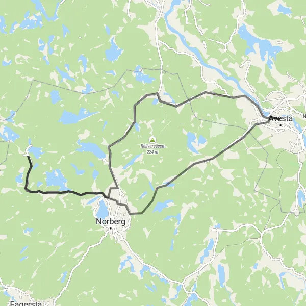 Map miniature of "Scenic Road Cycling Route to Kärrgruvan" cycling inspiration in Norra Mellansverige, Sweden. Generated by Tarmacs.app cycling route planner