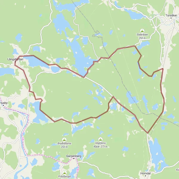 Map miniature of "Långshyttan Loop" cycling inspiration in Norra Mellansverige, Sweden. Generated by Tarmacs.app cycling route planner