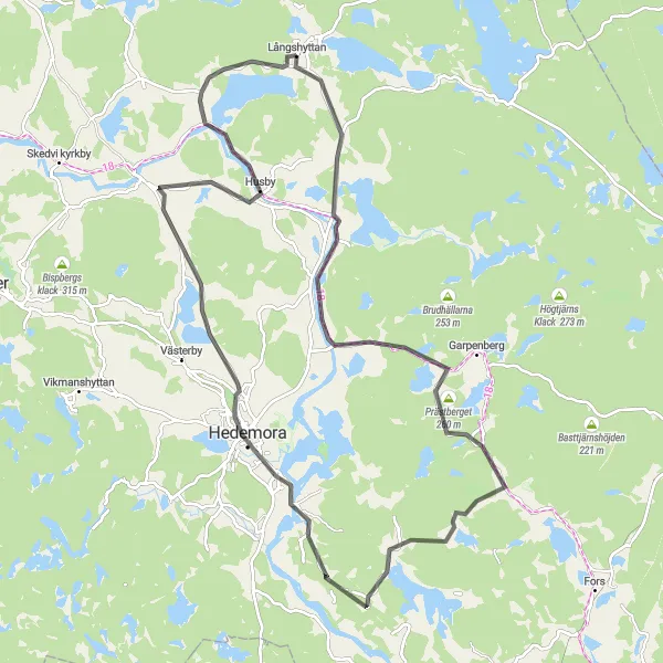 Map miniature of "Husby Hills Challenge" cycling inspiration in Norra Mellansverige, Sweden. Generated by Tarmacs.app cycling route planner