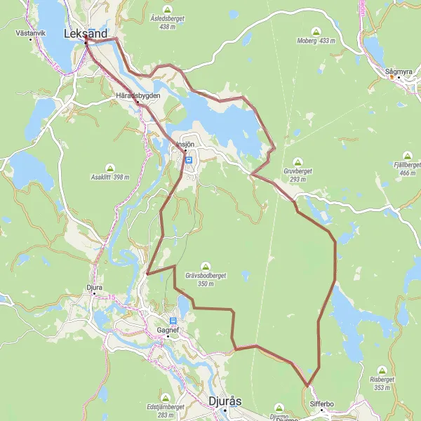 Map miniature of "Rural Escape Gravel Route" cycling inspiration in Norra Mellansverige, Sweden. Generated by Tarmacs.app cycling route planner