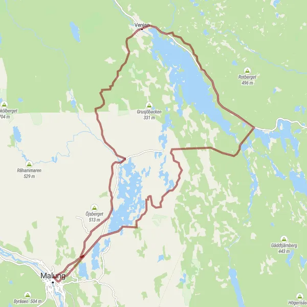 Map miniature of "Off the Beaten Path: Gravel Adventure" cycling inspiration in Norra Mellansverige, Sweden. Generated by Tarmacs.app cycling route planner