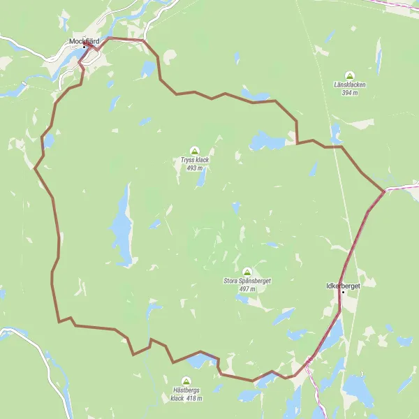 Map miniature of "Mockfjärd Gravel Loop" cycling inspiration in Norra Mellansverige, Sweden. Generated by Tarmacs.app cycling route planner