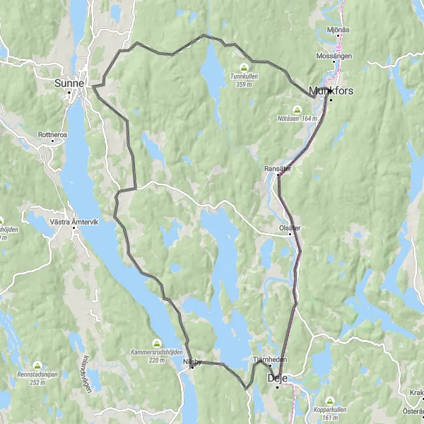 Map miniature of "The Ransäter Loop" cycling inspiration in Norra Mellansverige, Sweden. Generated by Tarmacs.app cycling route planner