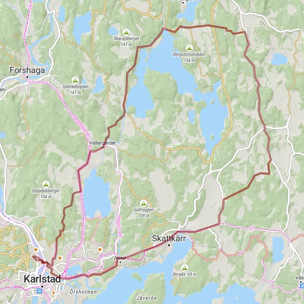 Map miniature of "Råtorp to Sjöstad" cycling inspiration in Norra Mellansverige, Sweden. Generated by Tarmacs.app cycling route planner