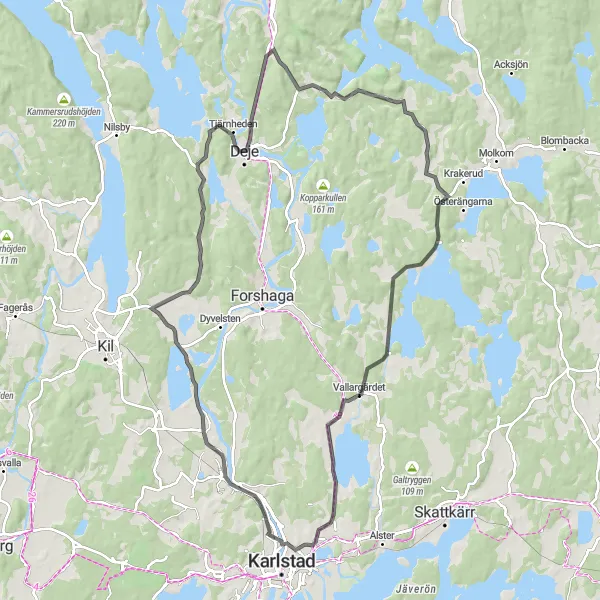 Map miniature of "Enchanting Road Cycling Route" cycling inspiration in Norra Mellansverige, Sweden. Generated by Tarmacs.app cycling route planner