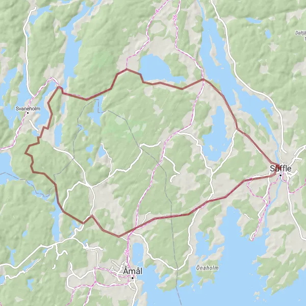 Map miniature of "The Gravel Adventure" cycling inspiration in Norra Mellansverige, Sweden. Generated by Tarmacs.app cycling route planner