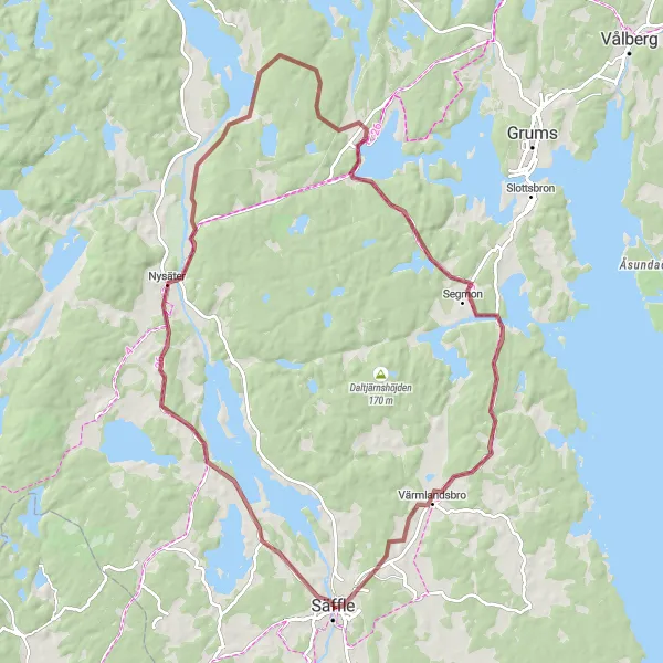 Map miniature of "Scenic Gravel Exploration" cycling inspiration in Norra Mellansverige, Sweden. Generated by Tarmacs.app cycling route planner