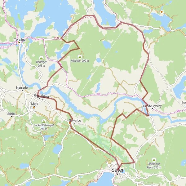 Map miniature of "Säter Gravel Adventure" cycling inspiration in Norra Mellansverige, Sweden. Generated by Tarmacs.app cycling route planner