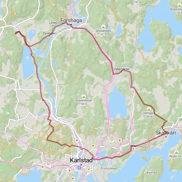 Map miniature of "Gravel Trails Galore" cycling inspiration in Norra Mellansverige, Sweden. Generated by Tarmacs.app cycling route planner