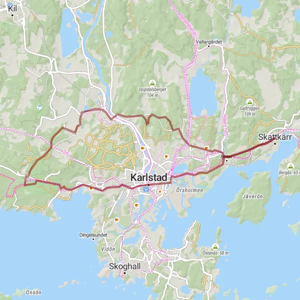 Kartminiatyr av "Grusväg genom Haga och Bergvik" cykelinspiration i Norra Mellansverige, Sweden. Genererad av Tarmacs.app cykelruttplanerare