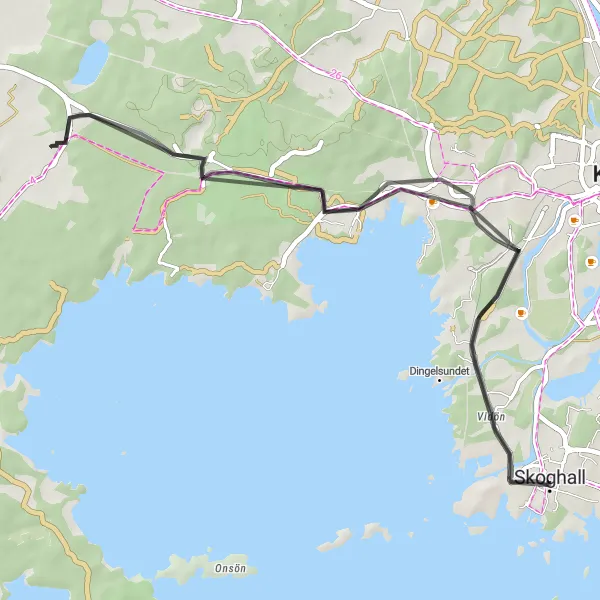 Map miniature of "Skoghall - Fintatorp Loop" cycling inspiration in Norra Mellansverige, Sweden. Generated by Tarmacs.app cycling route planner