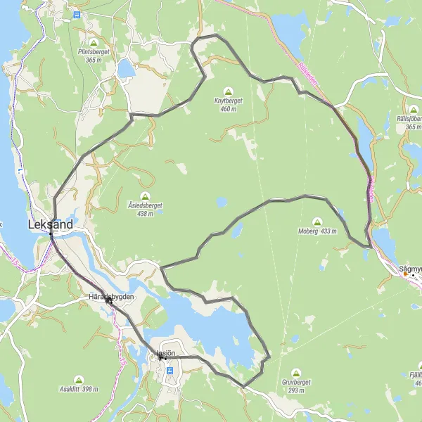 Map miniature of "The Lakeside Loop" cycling inspiration in Norra Mellansverige, Sweden. Generated by Tarmacs.app cycling route planner